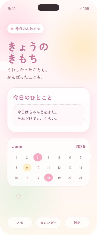 ふわメモのホーム画面